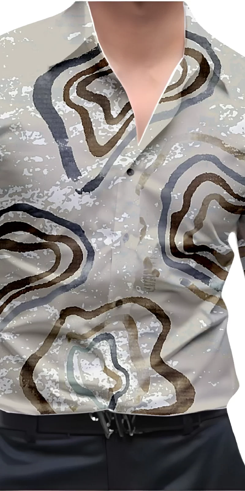 Grey And White Mens Wear Printed Shirt