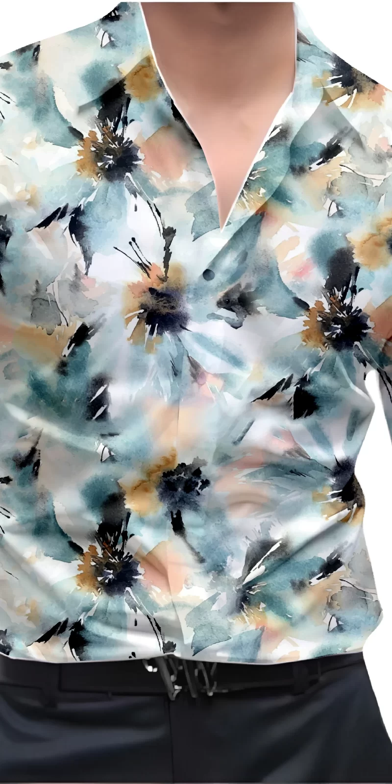 Grey And White Mens Wear Printed Shirt