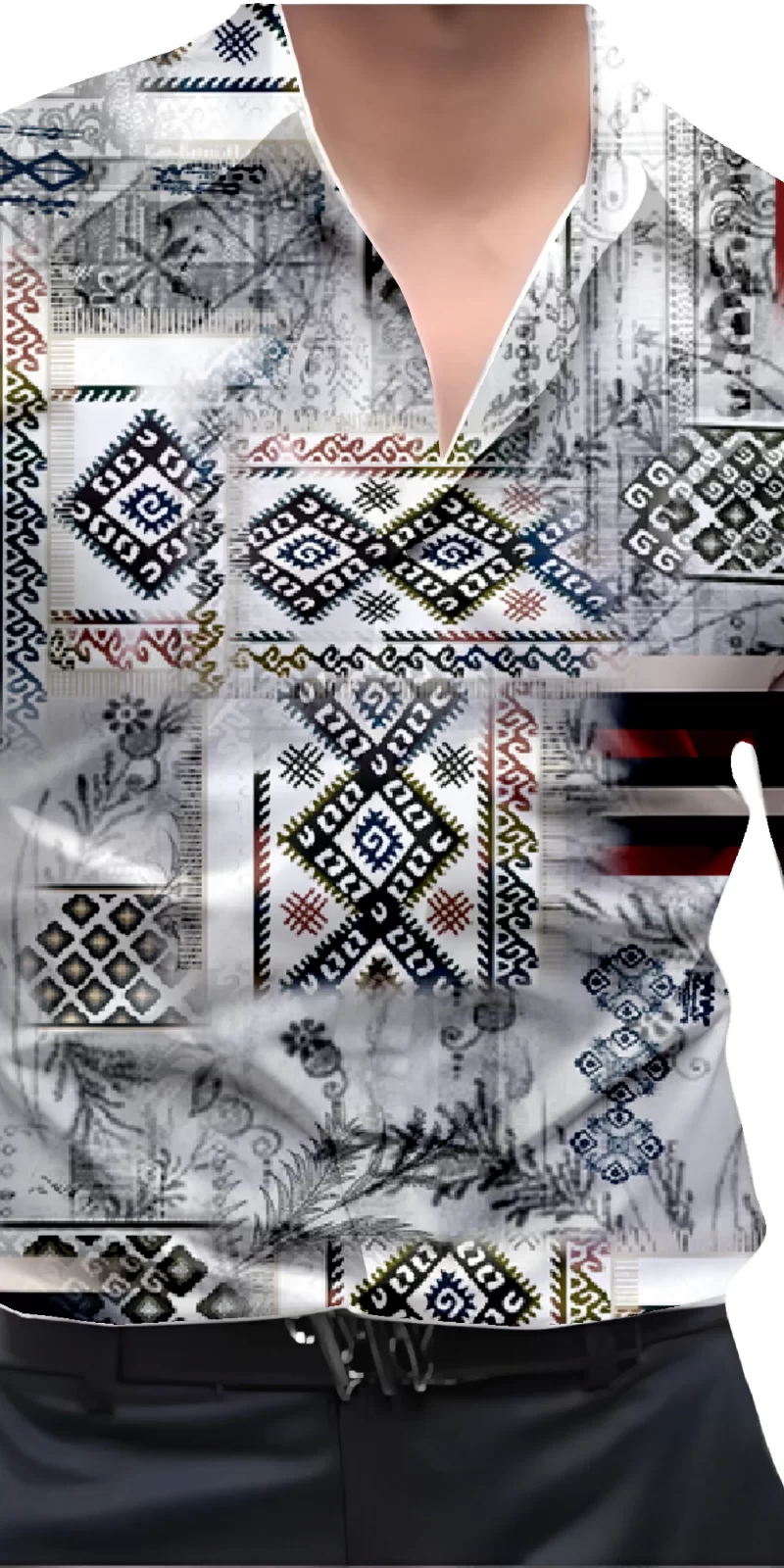 Grey And White Mens Wear Printed Shirt