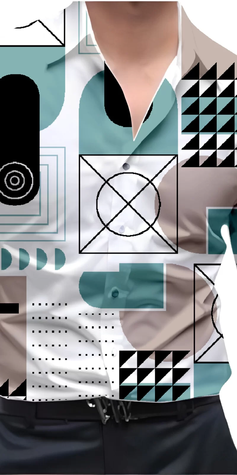 Green And White Mens Wear Printed Shirt