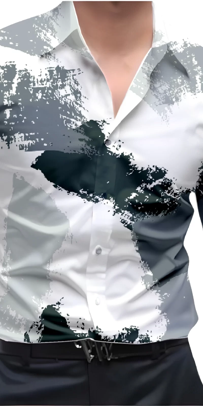 Grey And White Mens Wear Printed Shirt