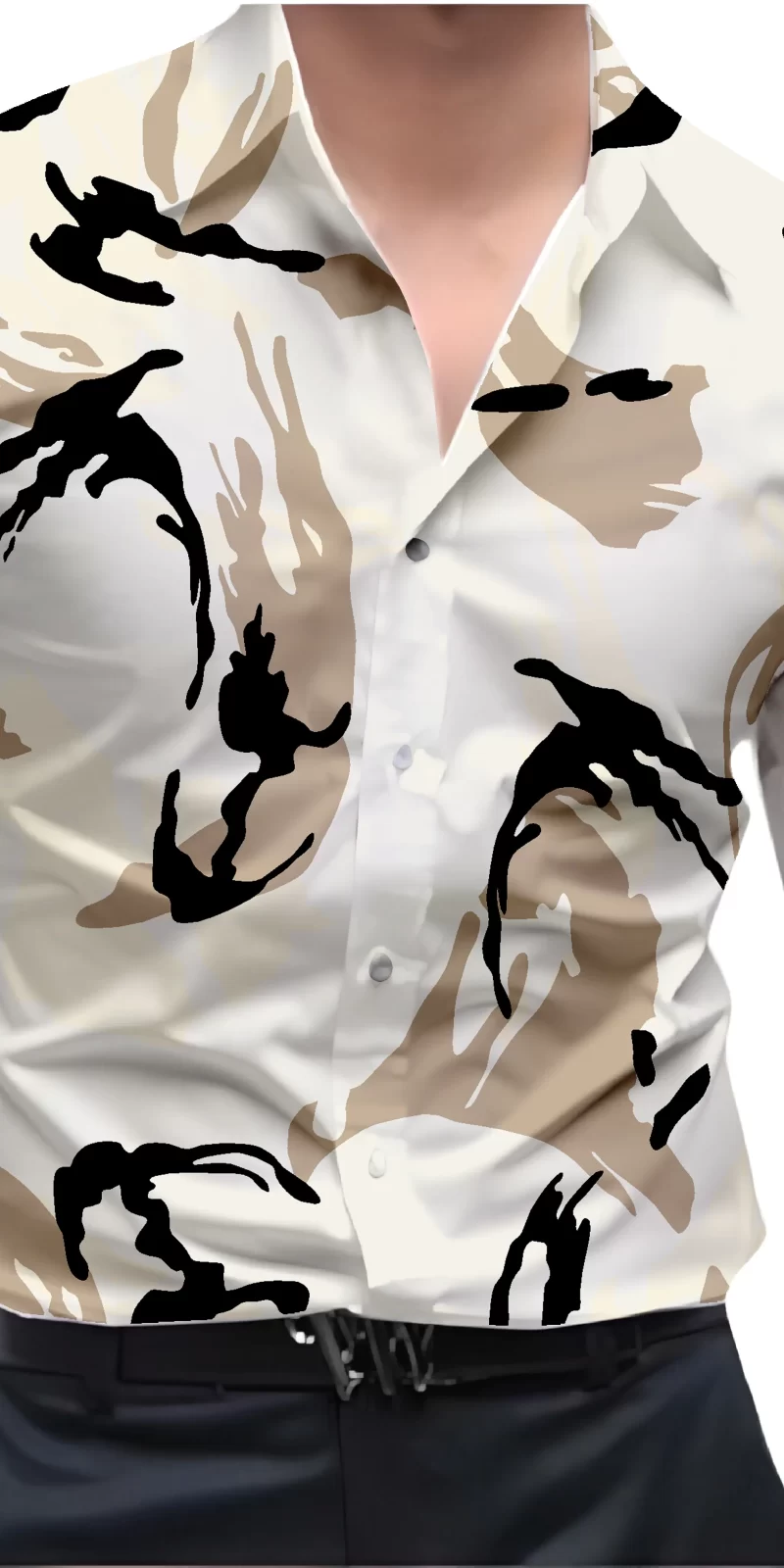 Brown And White Mens Wear Printed Shirt