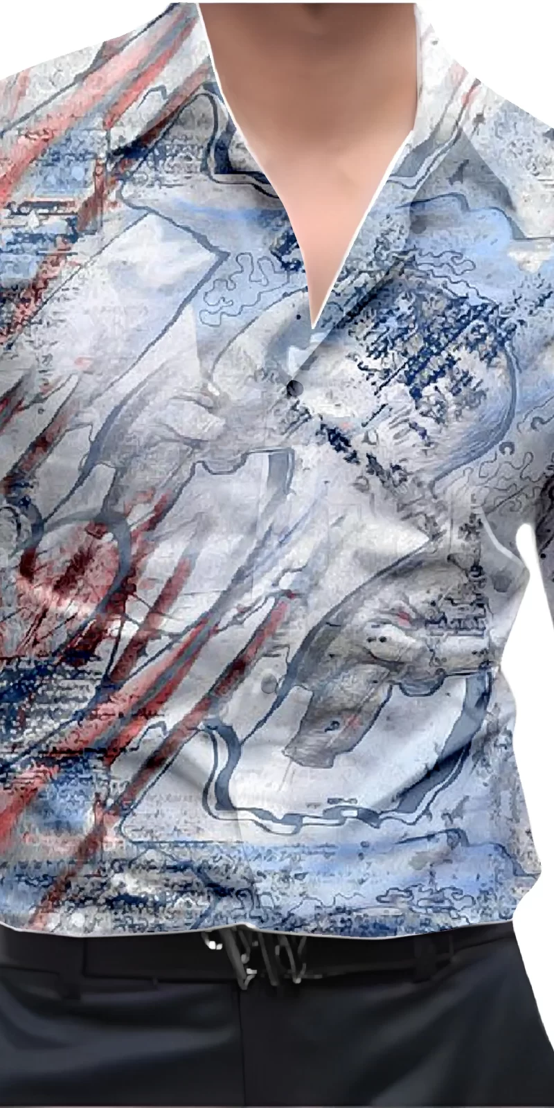 Blue And White Mens Wear Printed Shirt