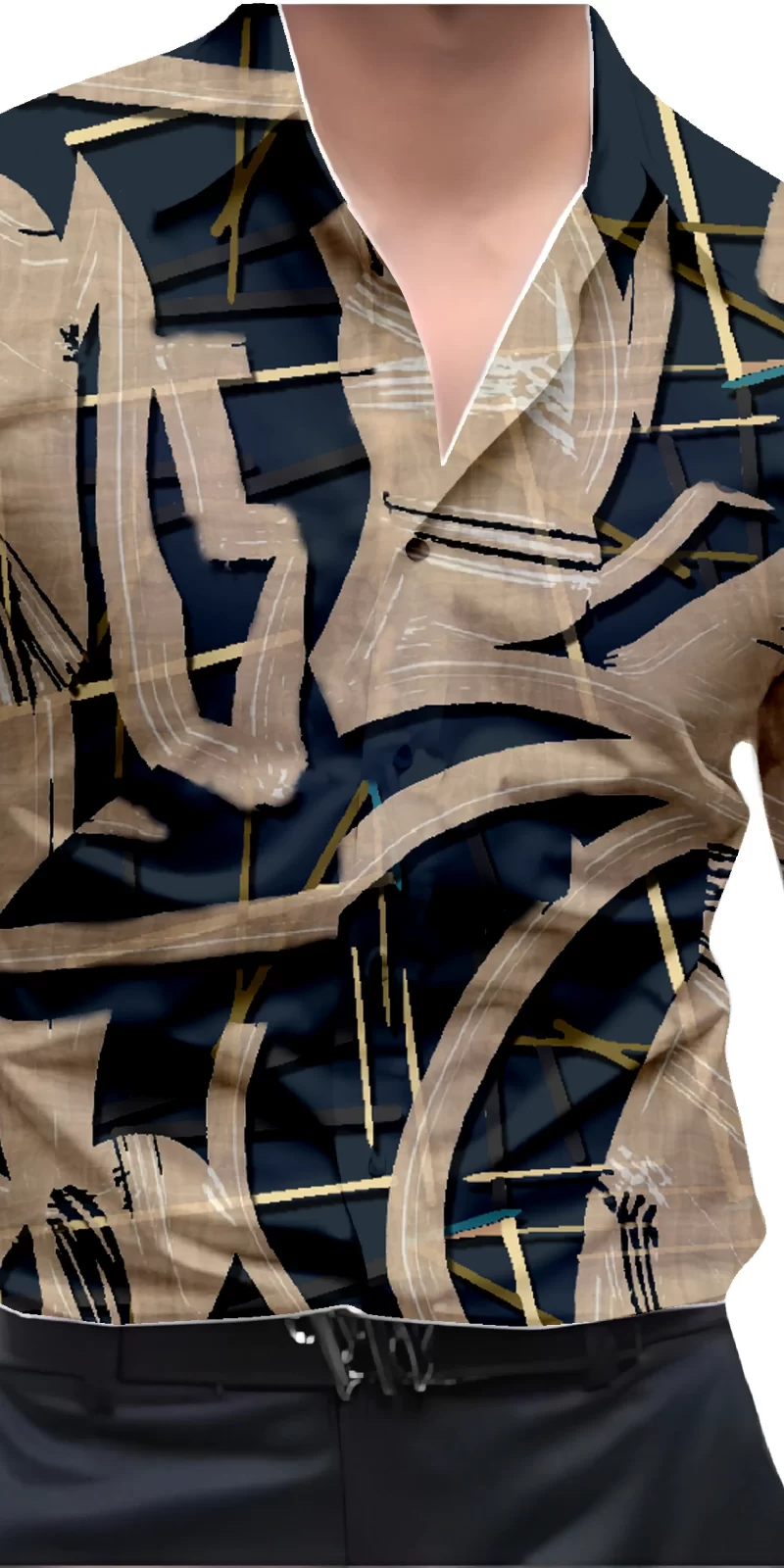 Brown And White Mens Wear Printed Shirt