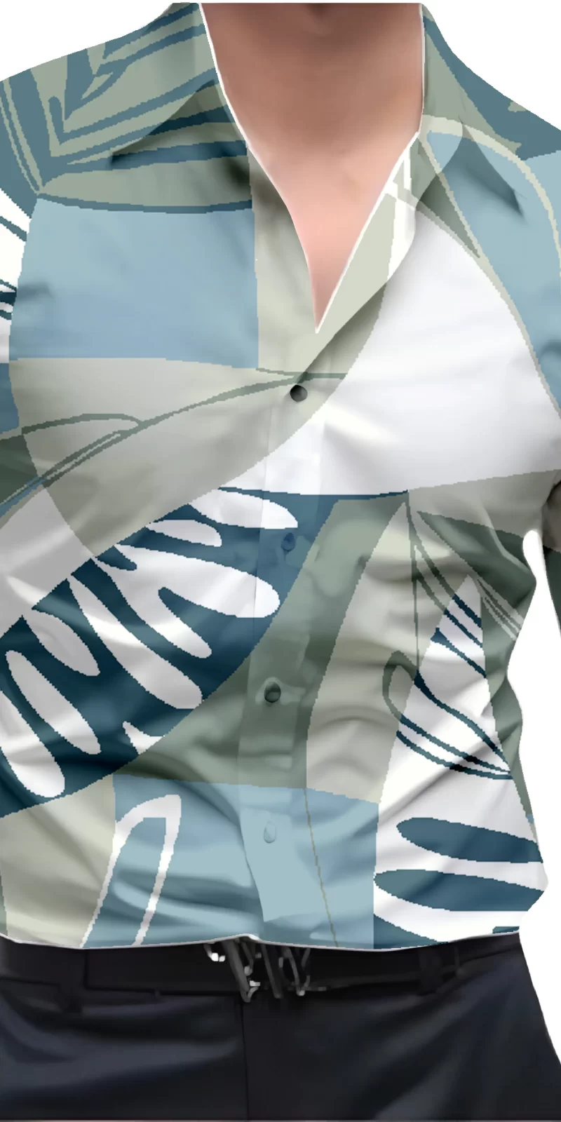 Blue And White Mens Wear Printed Shirt