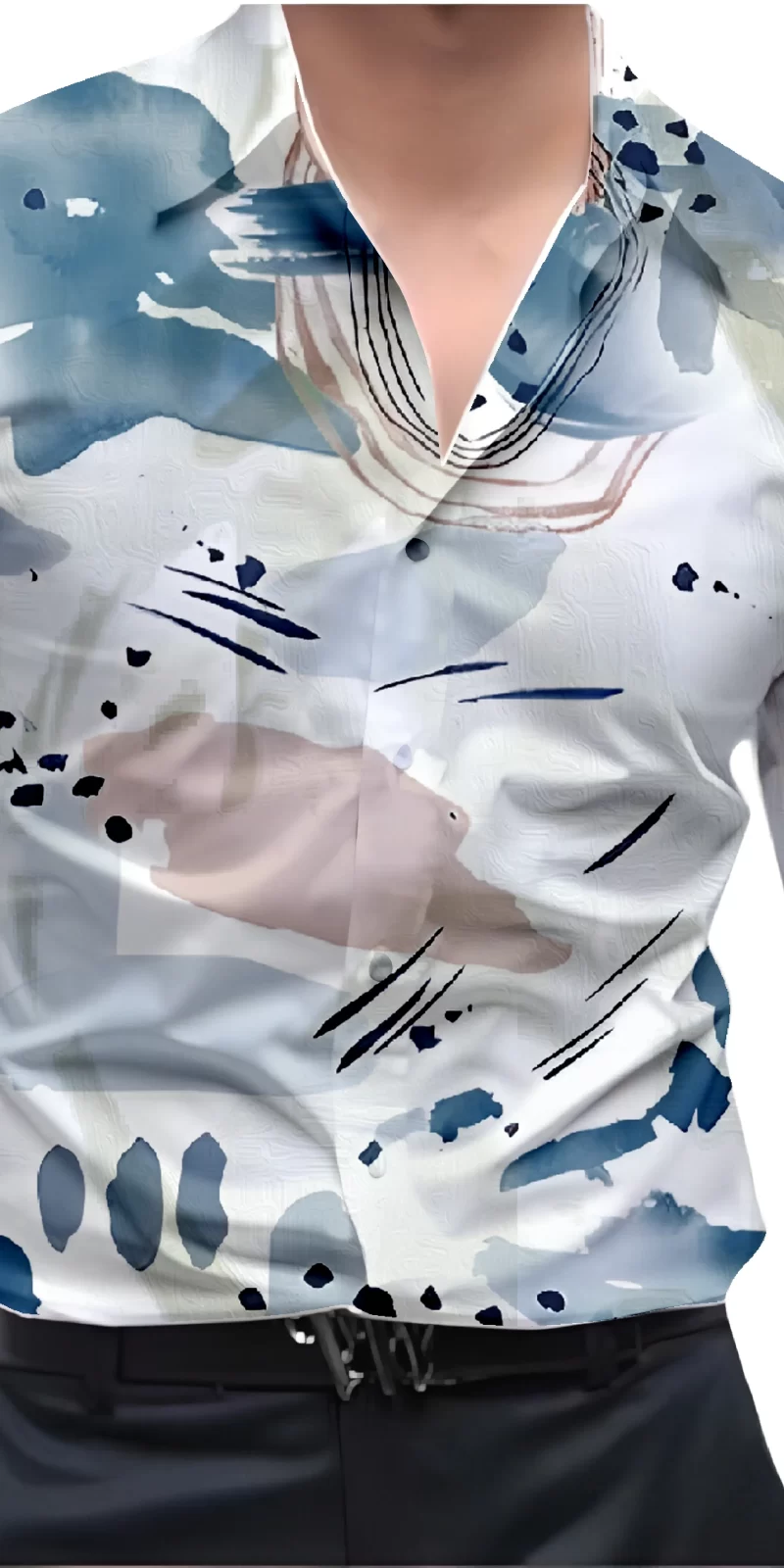 Blue And White Mens Wear Printed Shirt