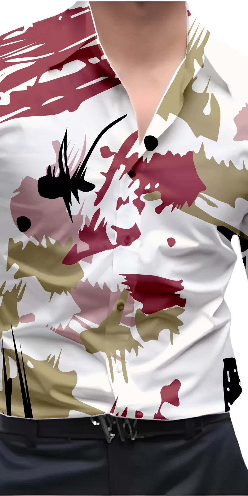 Maroon And White Mens Wear Printed Shirt