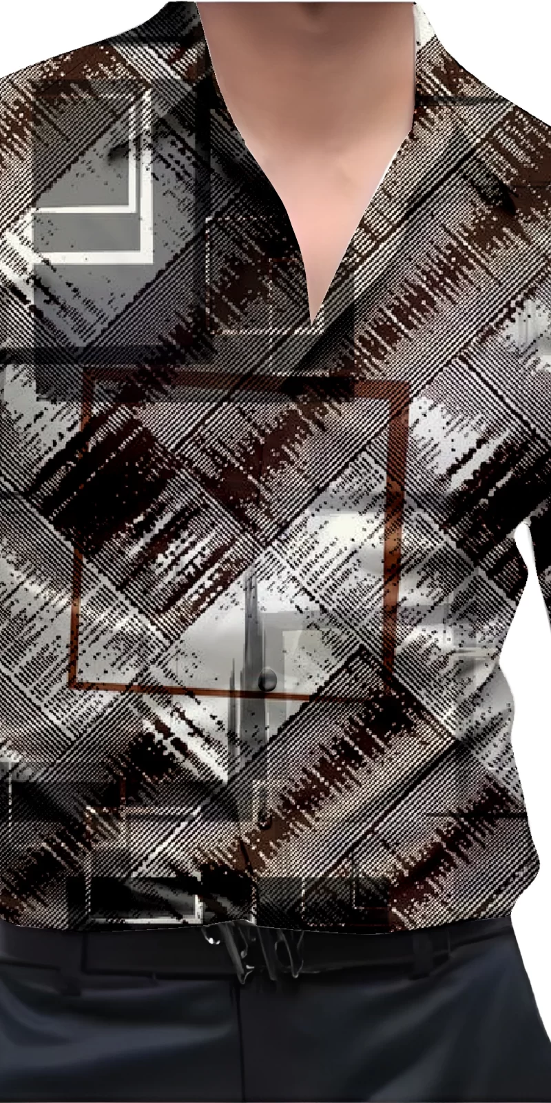 Brown And White Mens Wear Printed Shirt