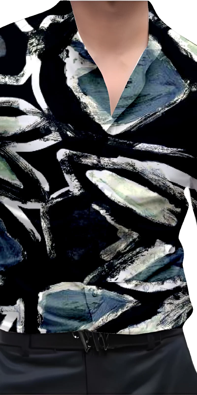 Black And White Mens Wear Printed Shirt
