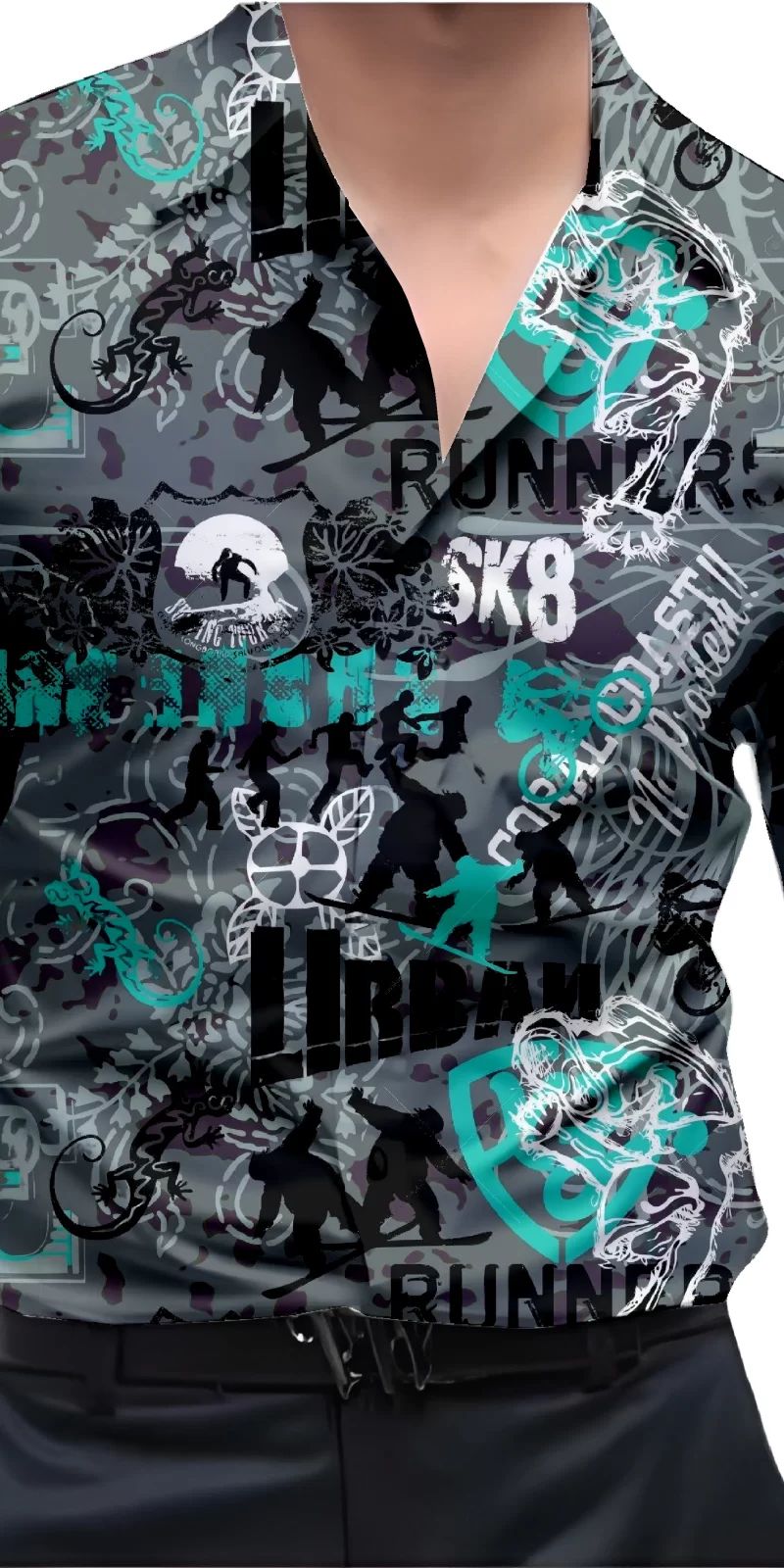 Black And White Mens Wear Printed Shirt