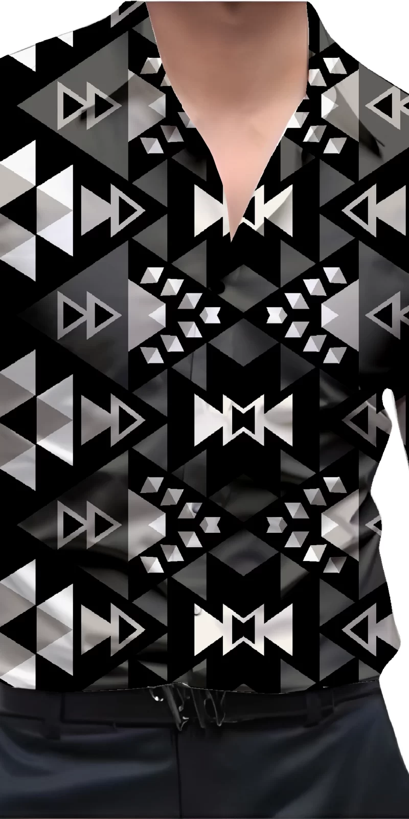 Black And White Mens Wear Printed Shirt
