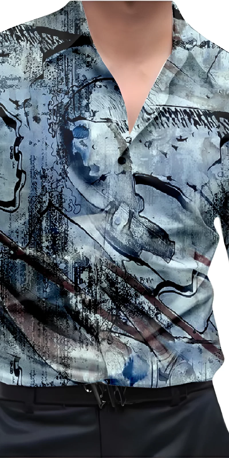 Blue And White Mens Wear Printed Shirt