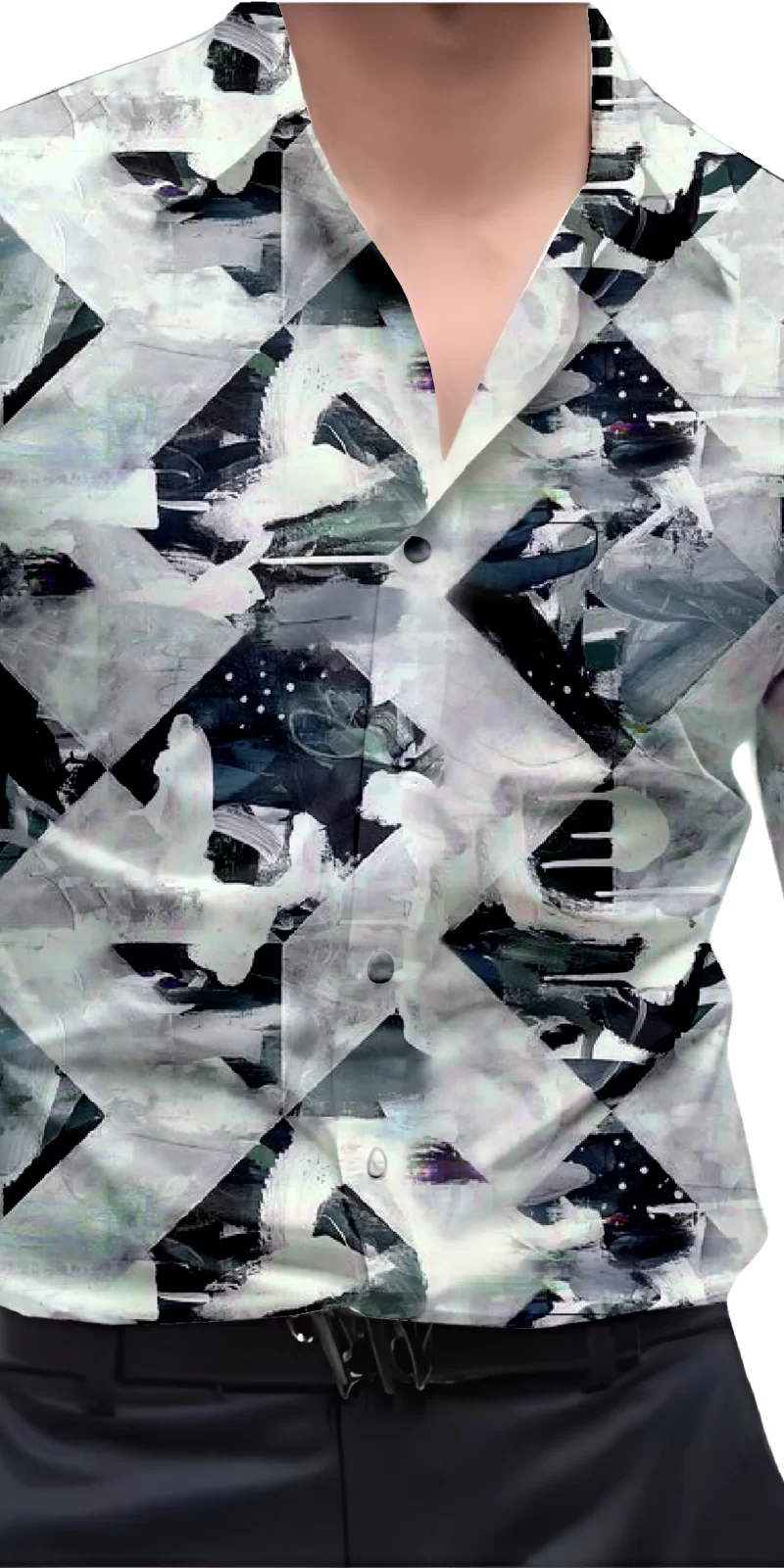 Grey And White Mens Wear Printed Shirt