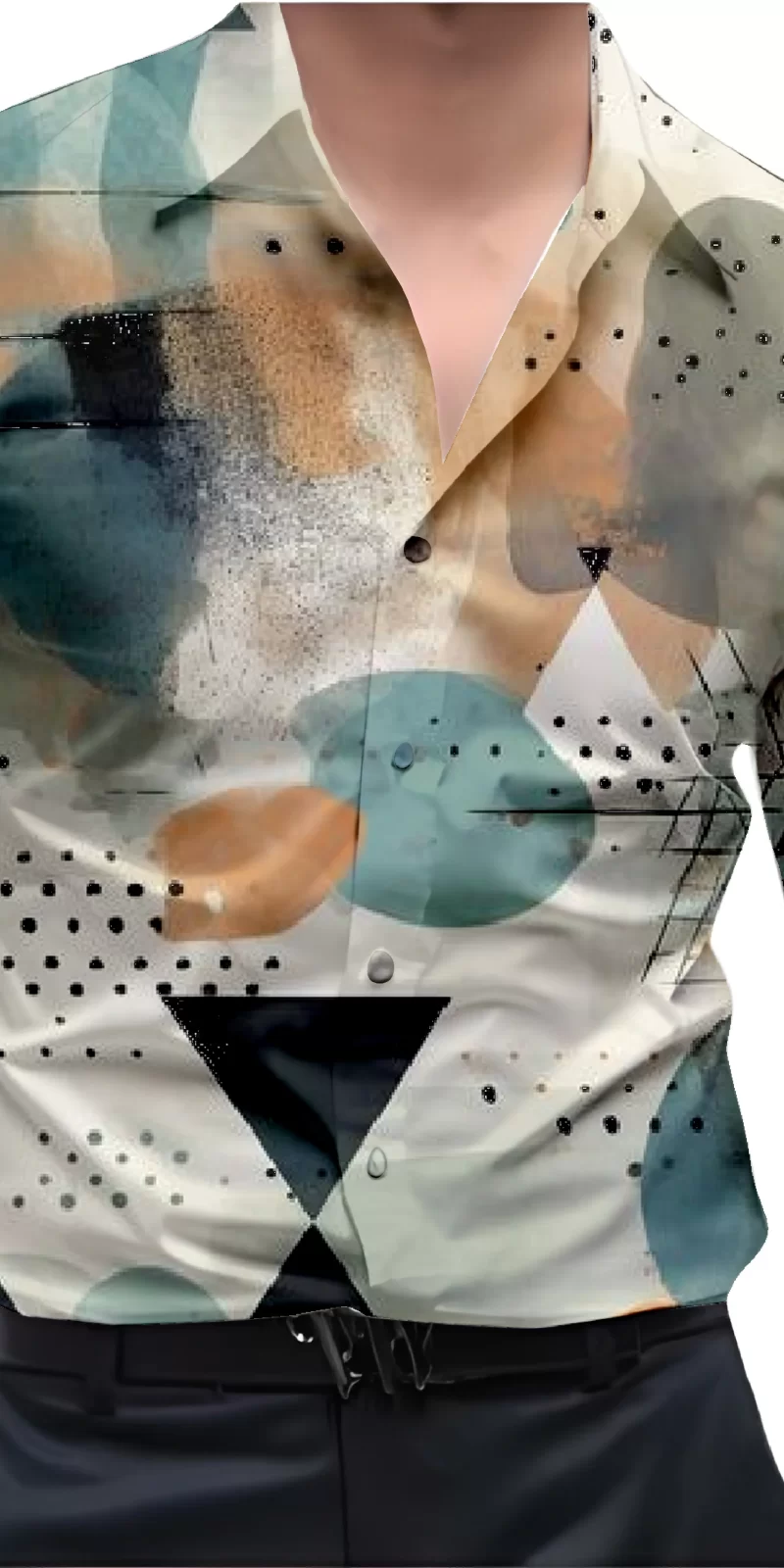 Grey And White Mens Wear Printed Shirt