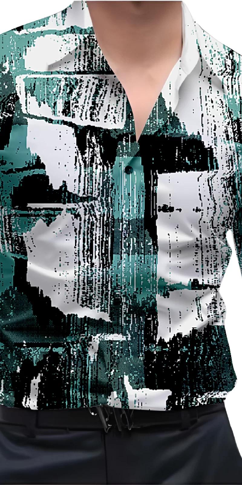 Green And White Mens Wear Printed Shirt