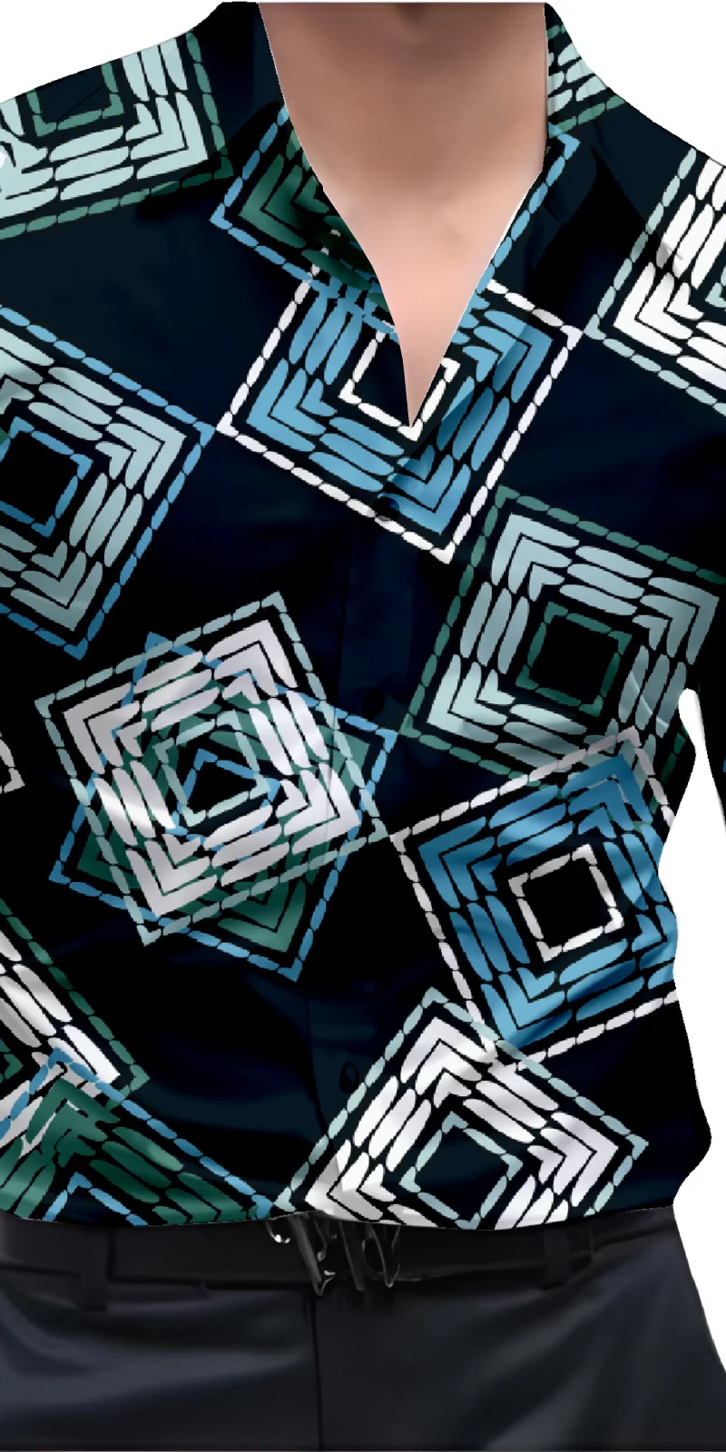 Blue And White Mens Wear Printed Shirt