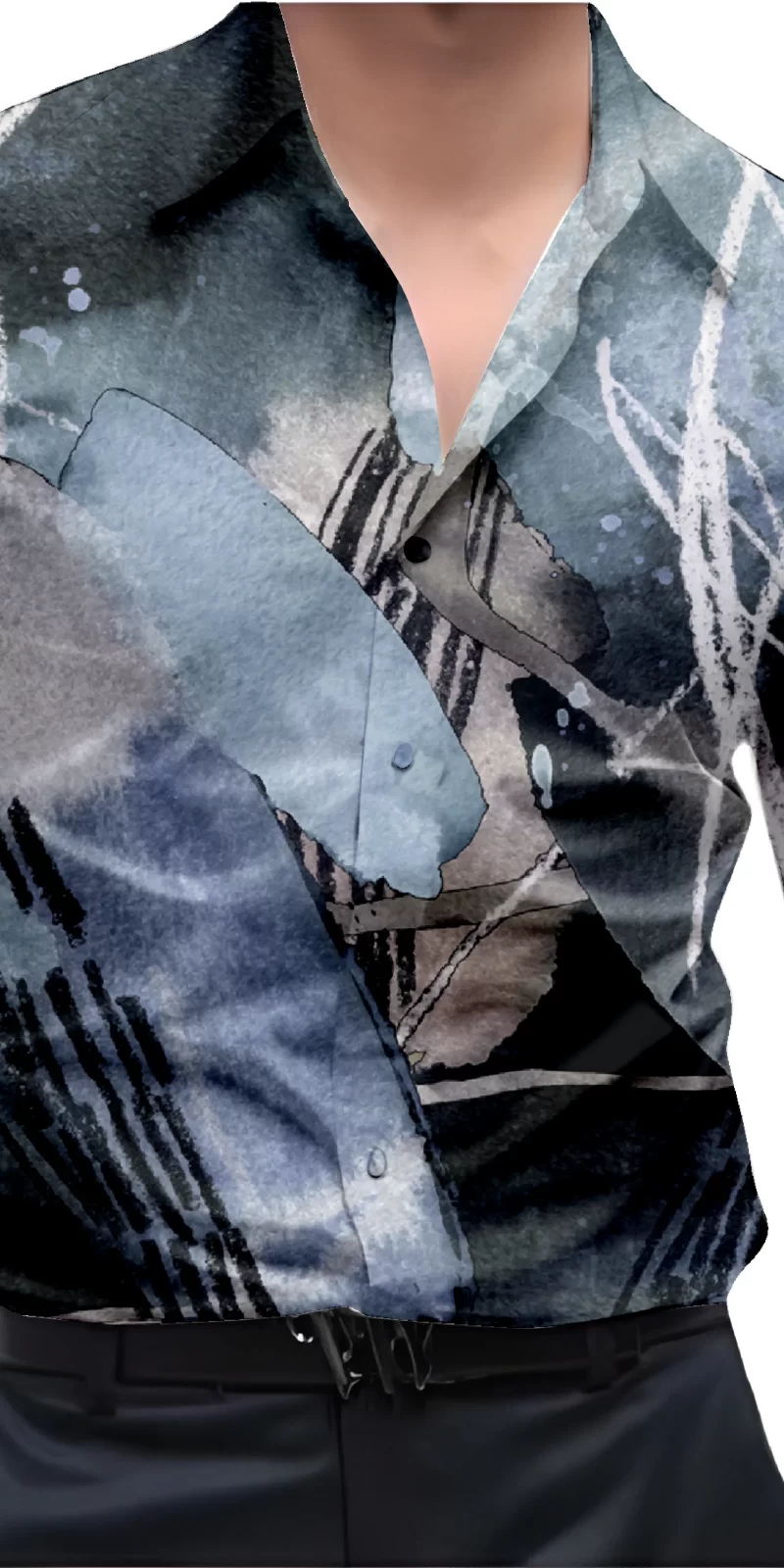 Blue And White Mens Wear Printed Shirt