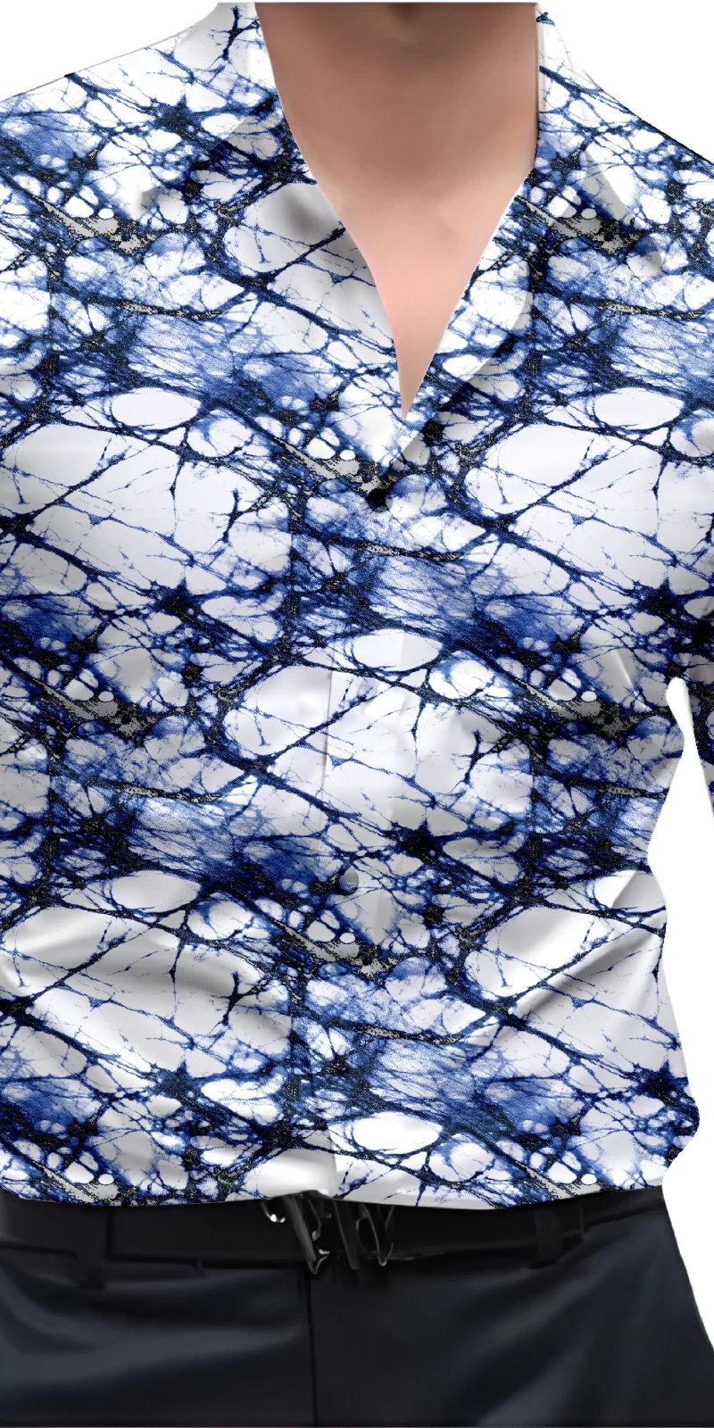 Blue And White Mens Wear Printed Shirt