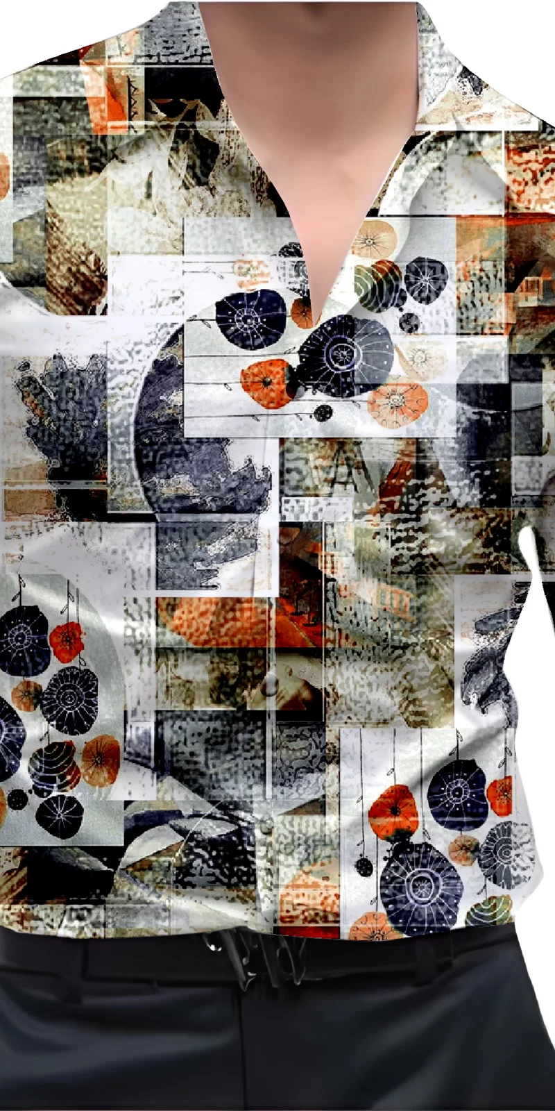 Orange And White Mens Wear Printed Shirt