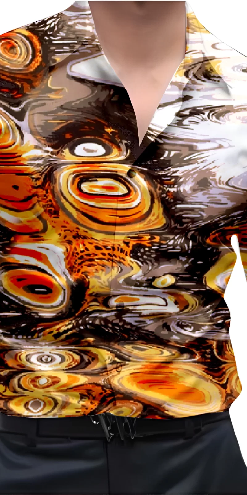 Orange And White Mens Wear Printed Shirt