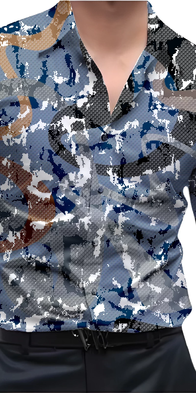 Blue And White Mens Wear Printed Shirt