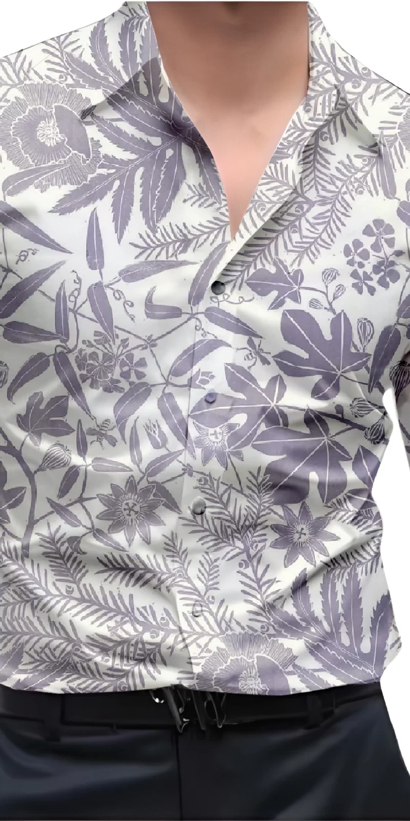 Lavender and white Mens Wear Printed Shirt